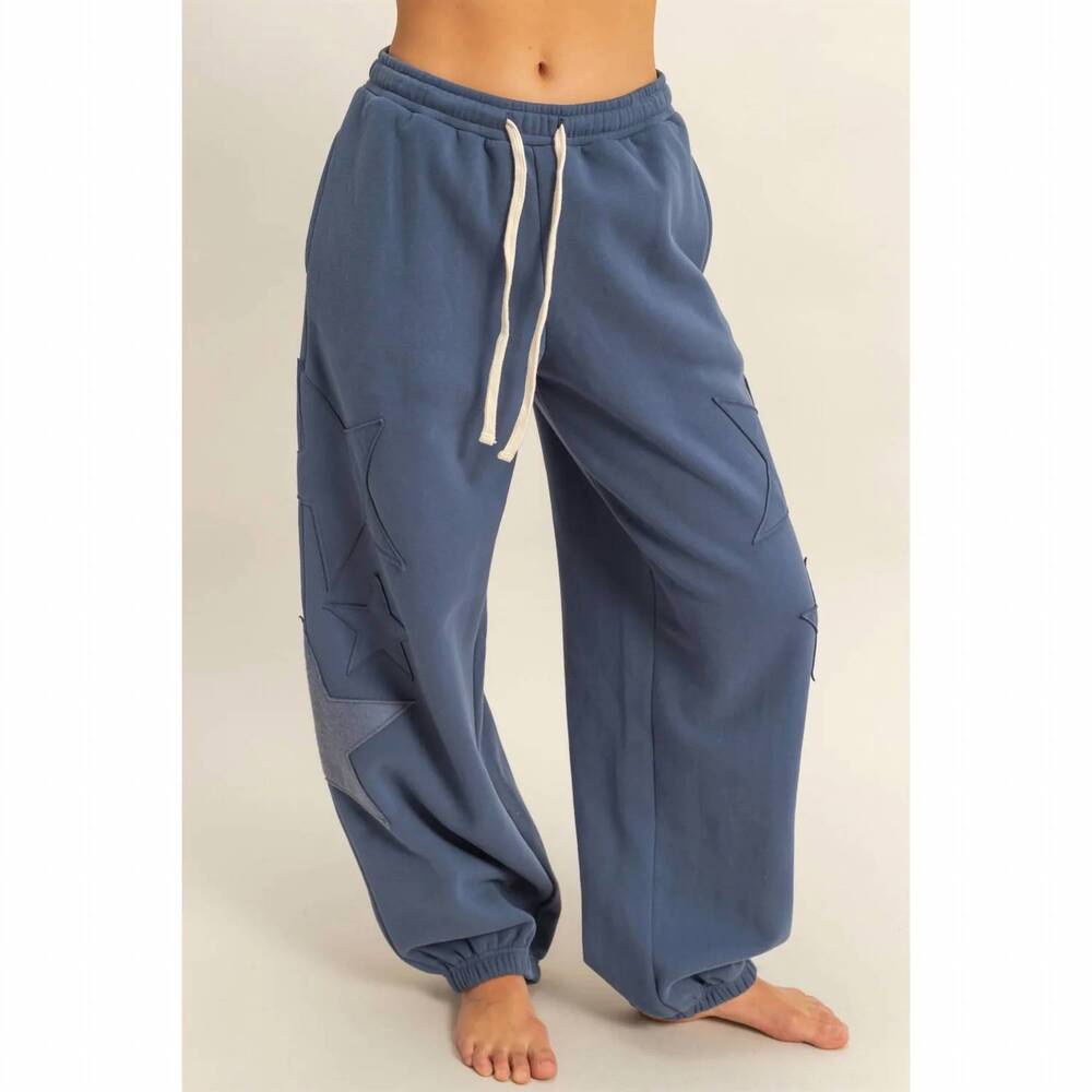 NEW HYFVE star patch baggy jogger in navy
